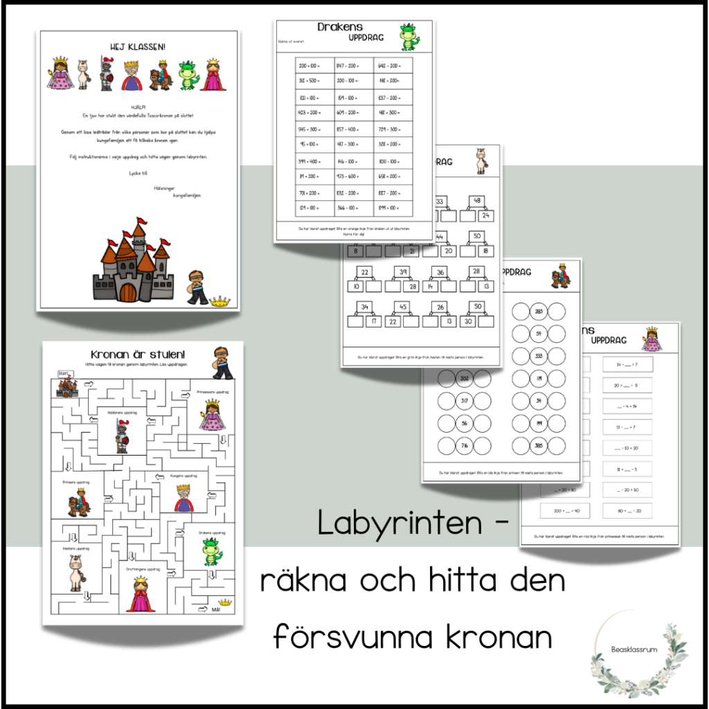 Labyrinten – räkna och hitta den försvunna kronan