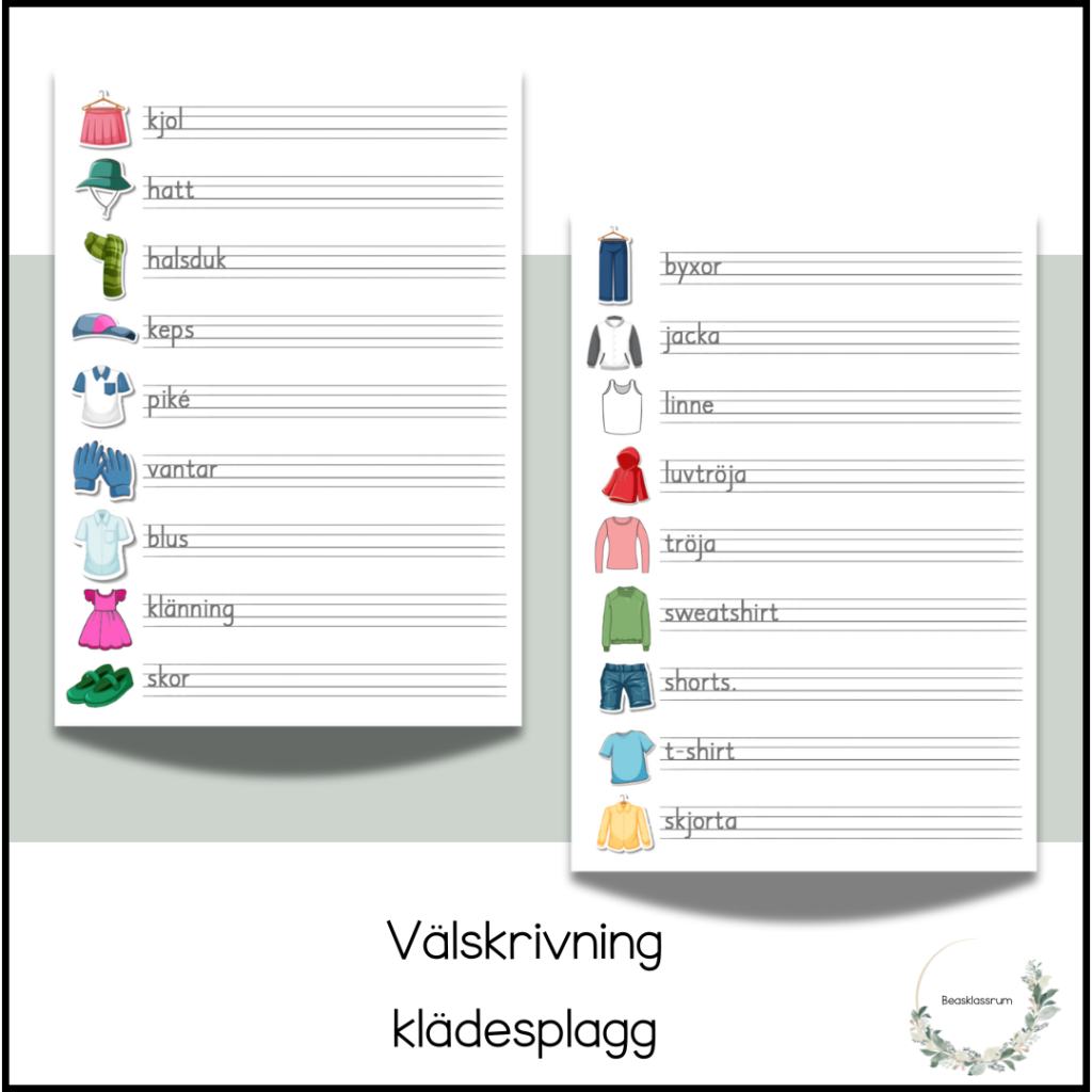Välskrivning – klädesplagg