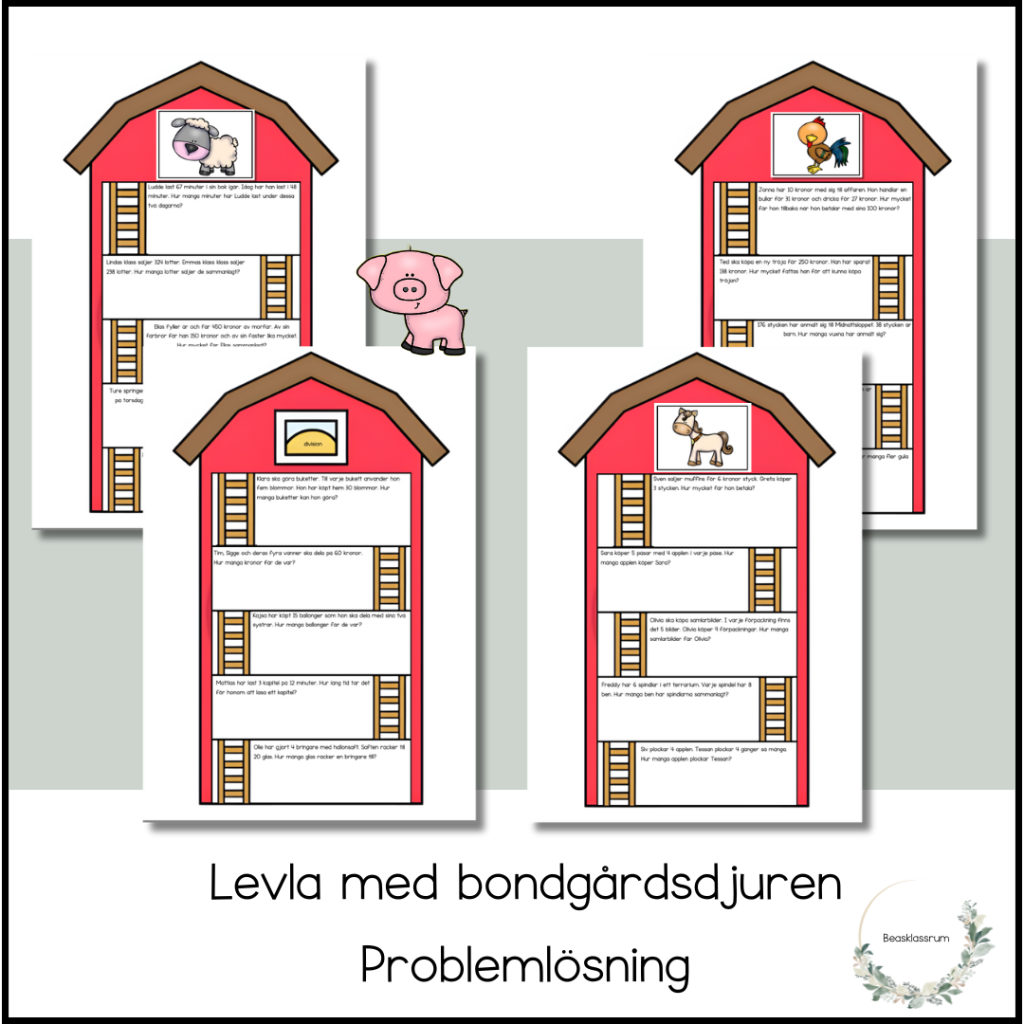 Levla med bondgårdsdjuren – problemlösning 4 räknesätt