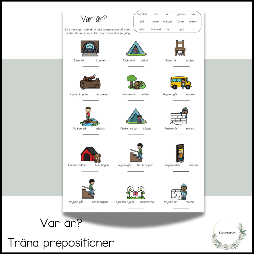 Var är? Träna prepositioner