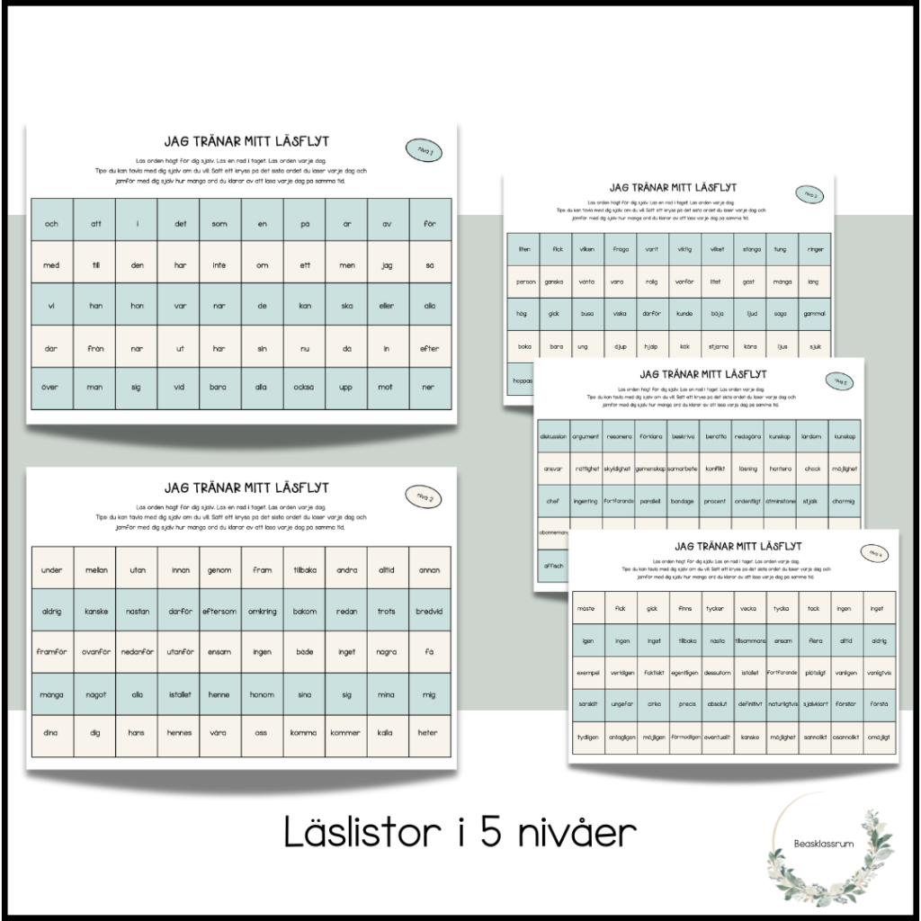 Läslistor i 5 nivåer