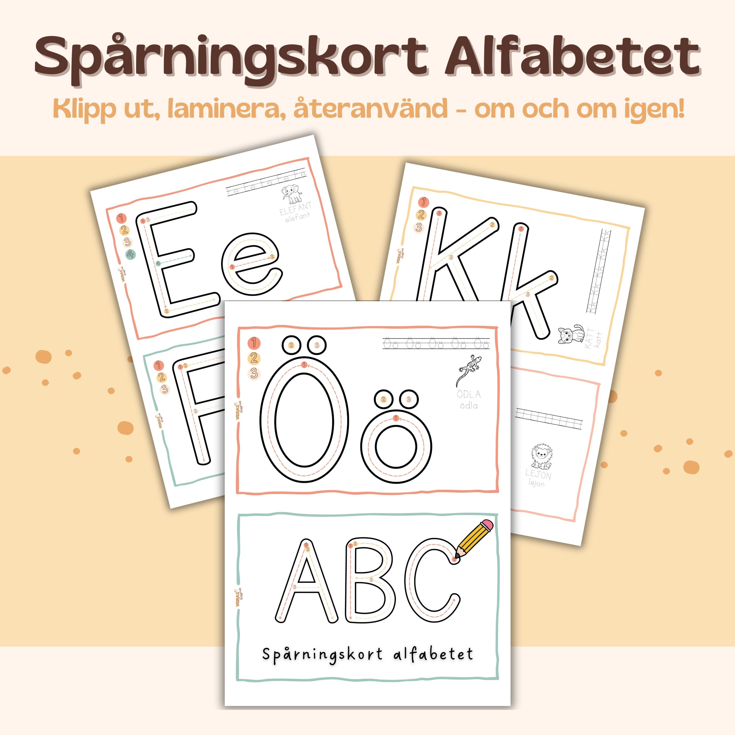 Spårningskort alfabetet