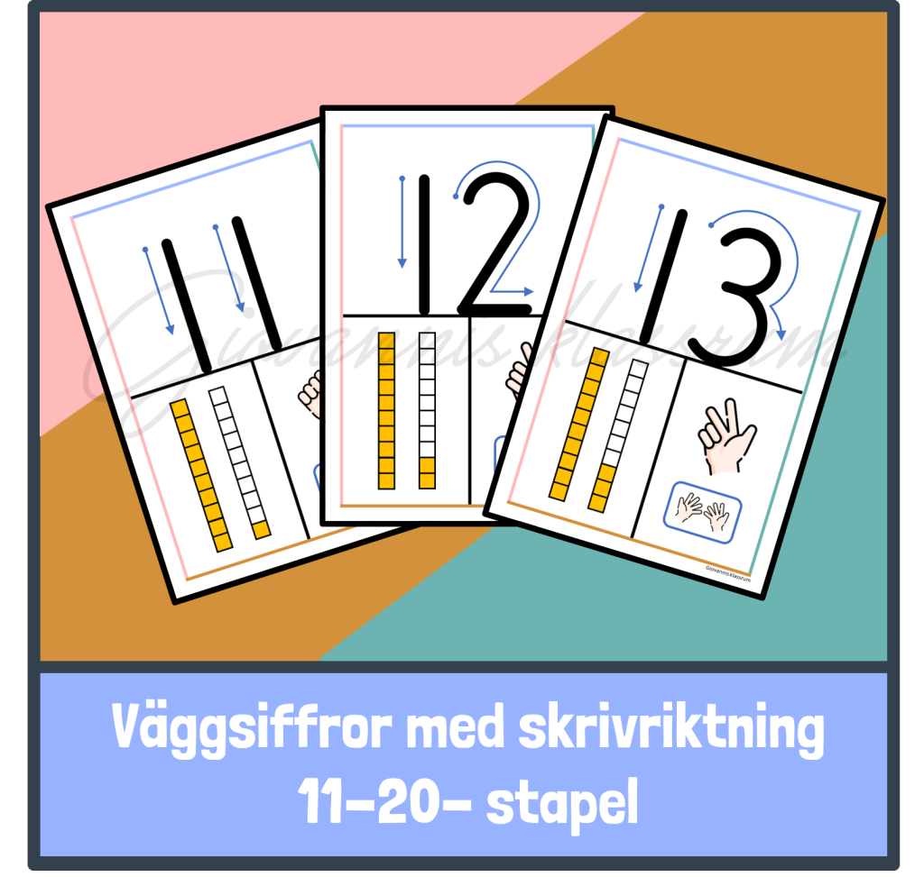 Väggsiffror med skrivriktning – stapel (11-20)