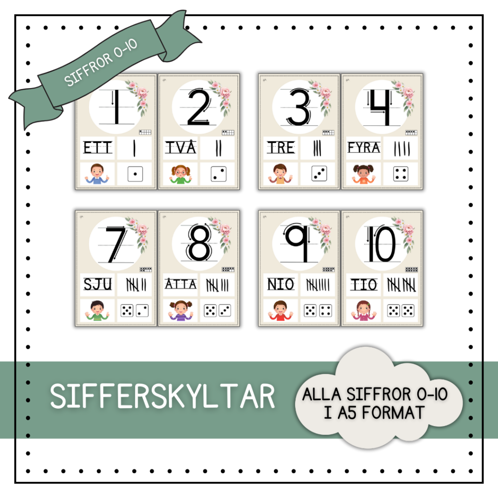 Sifferkort/Sifferskyltar 0-10