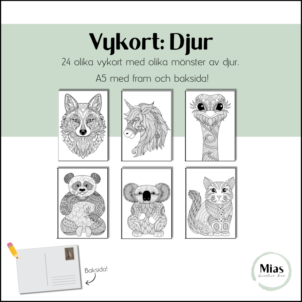 Vykort: Djur