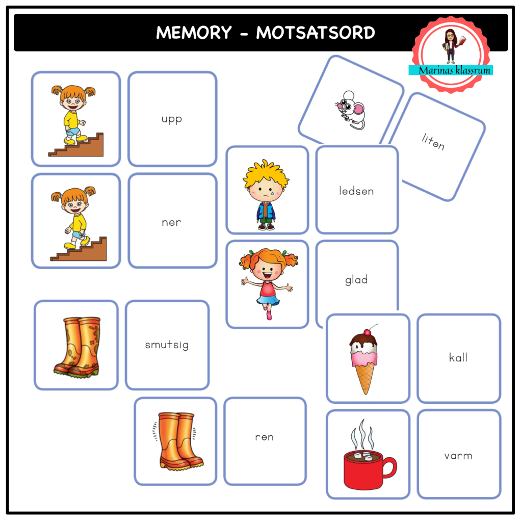 Memory – motsatsord – svenska