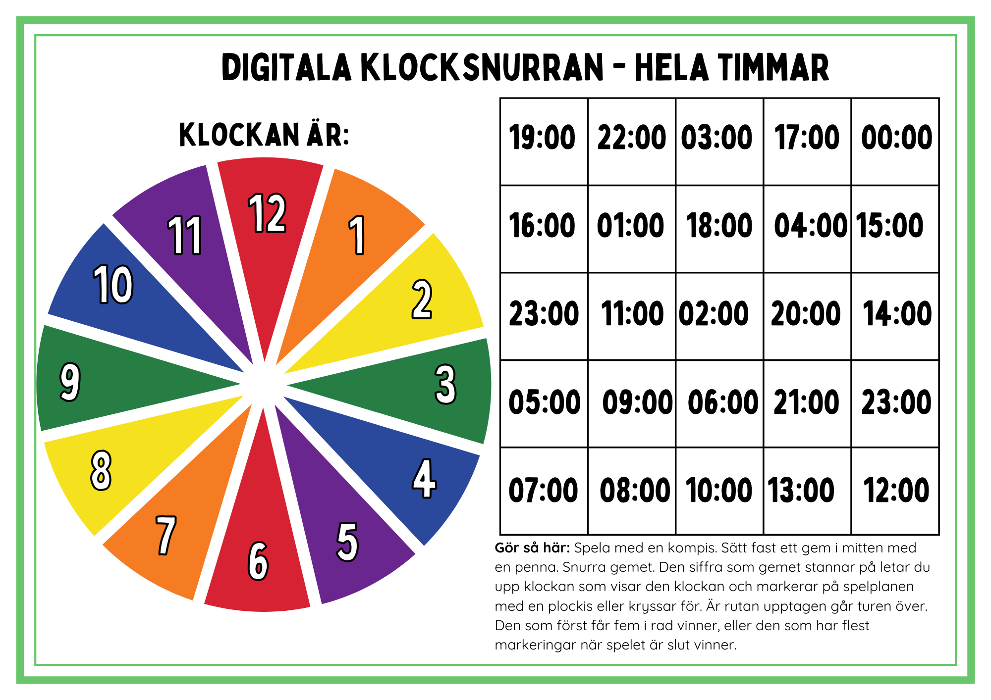 Mattespel - digitala klockan