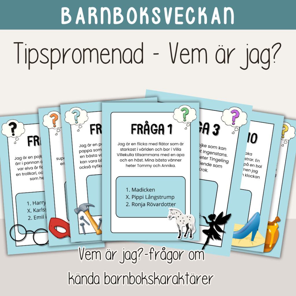 Tipspromenad Barnbokskaraktärer – Vem är jag? – Barnboksveckan