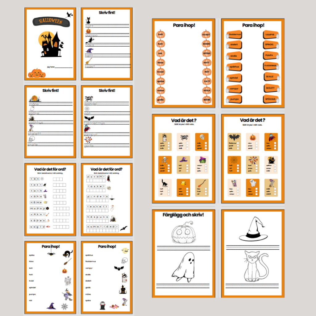 Halloween. Läs-och skrivträning