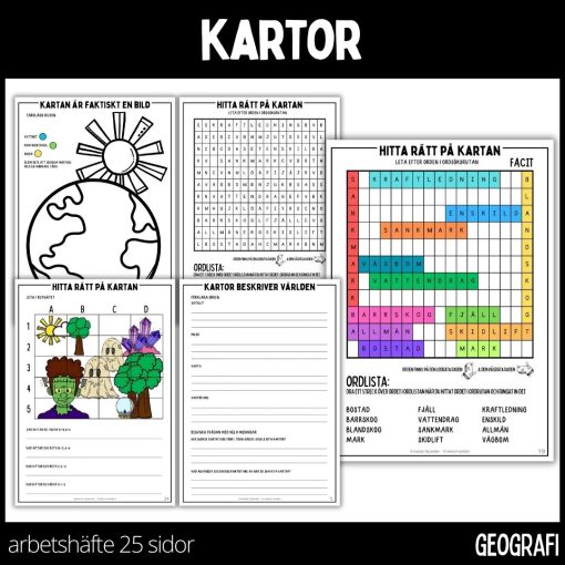 Kartor - arbetshäfte - 26 sidor