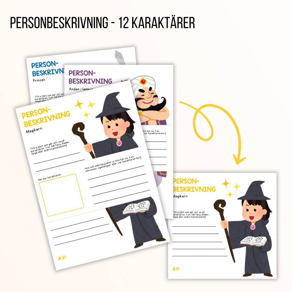 Personbeskrivning – vikbara och vanliga arbetsblad