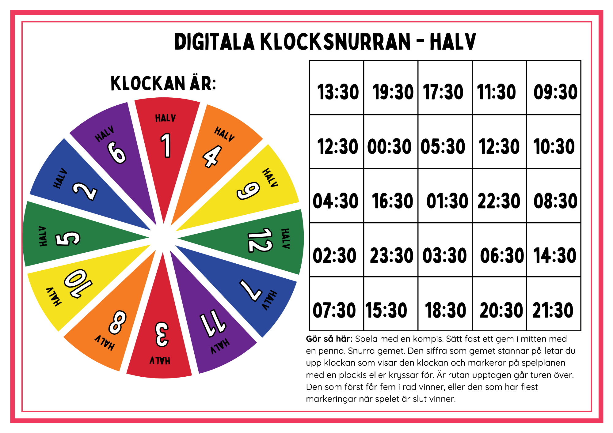Mattespel - digitala klockan