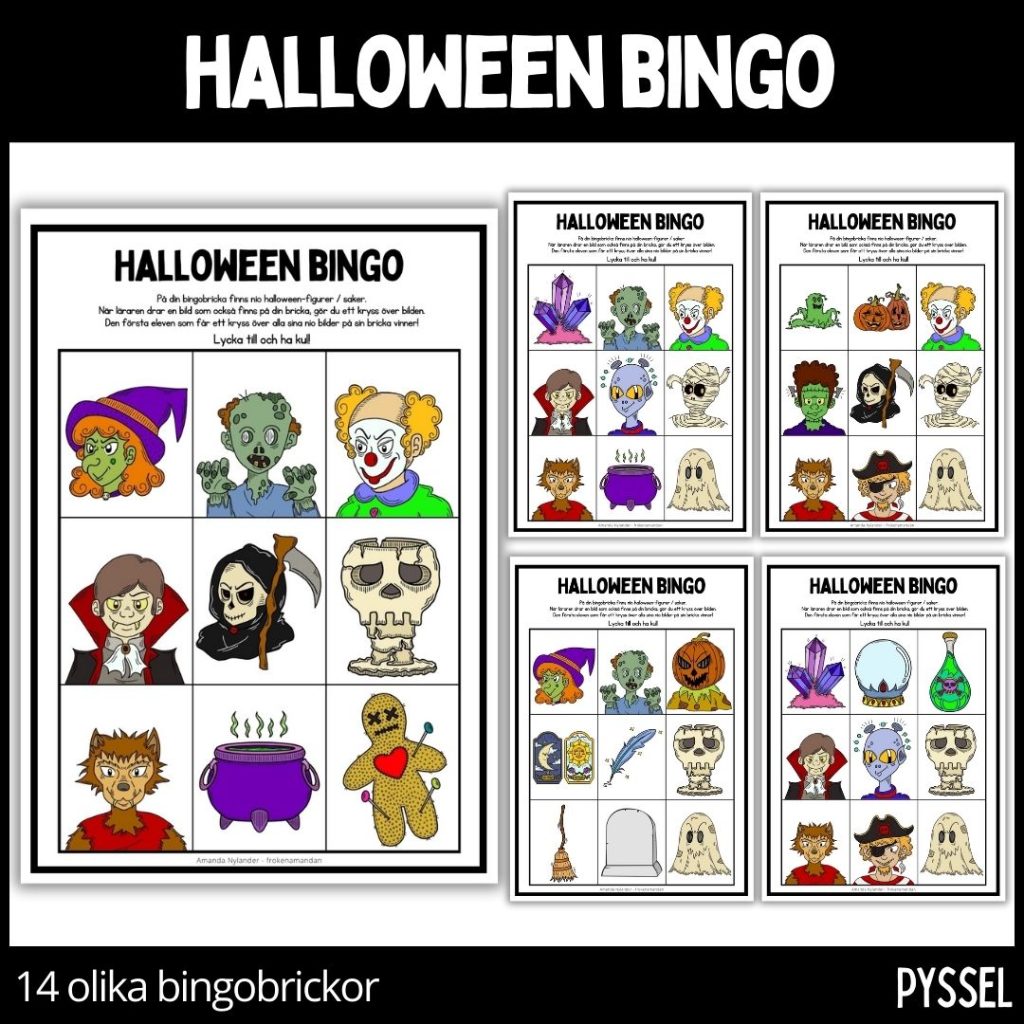 Halloween bingo – 14 bingobrickor