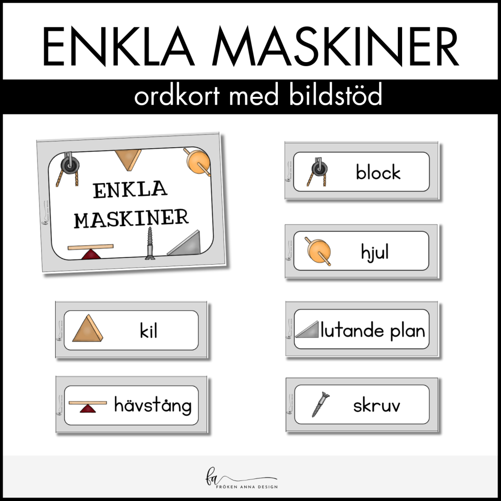Enkla maskiner: Ordkort med bildstöd