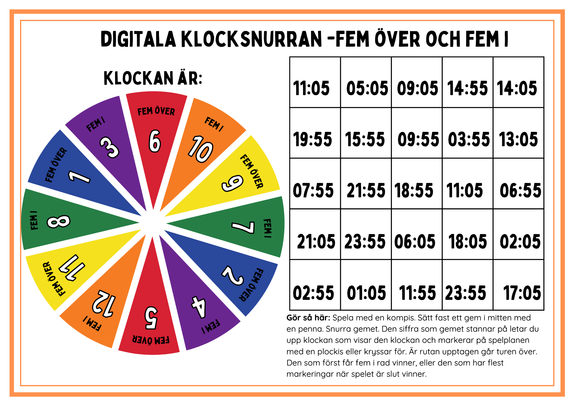 Mattespel - digitala klockan