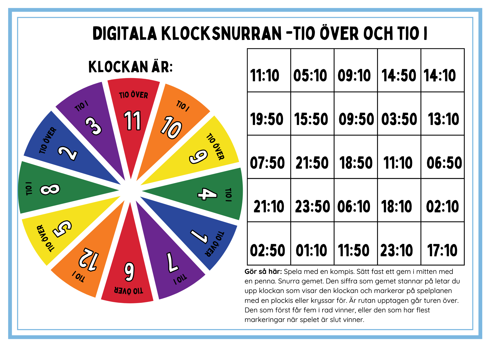 Mattespel - digitala klockan
