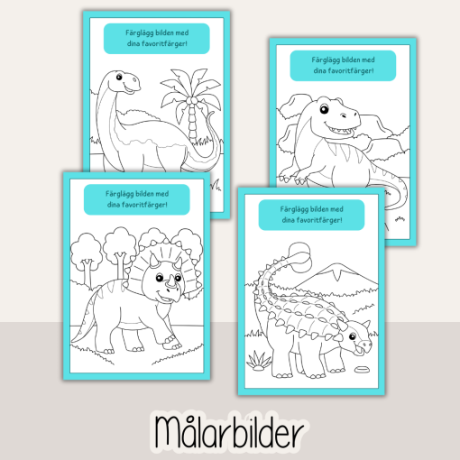Arbetshäfte bokstäver och siffror - tema Dinosaurier