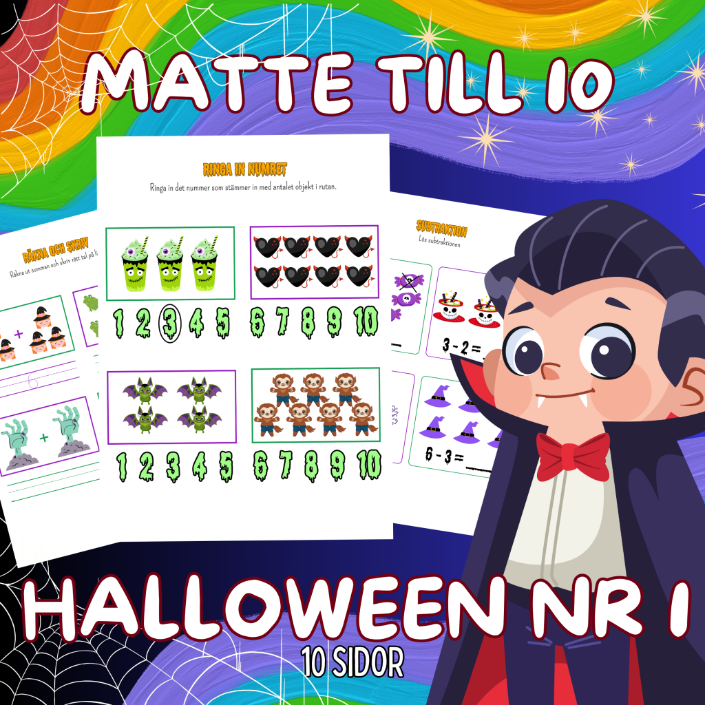 Matte till 10 Halloween Nr 1 Arbetsbok 10 Sidor