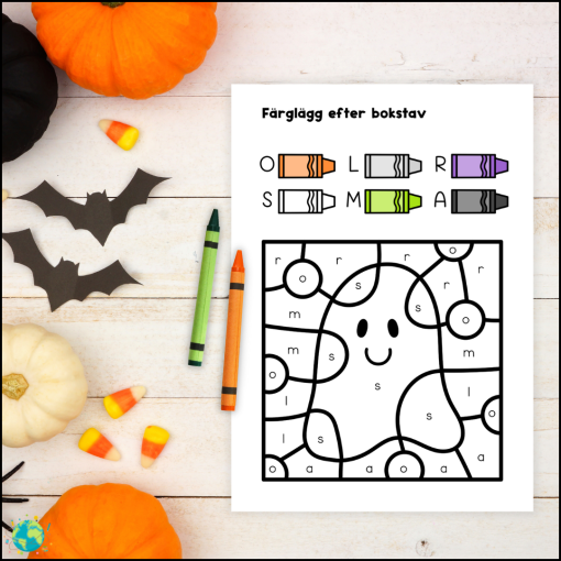 Färglägg efter bokstav - Halloween
