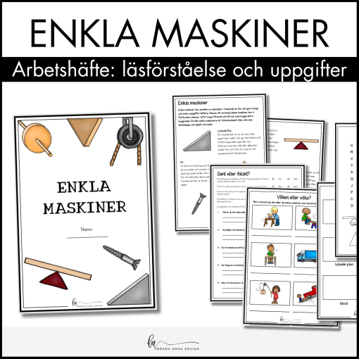 PAKET: Enkla maskiner (faktakort, arbetshäfte, flikbok och bildstöd)