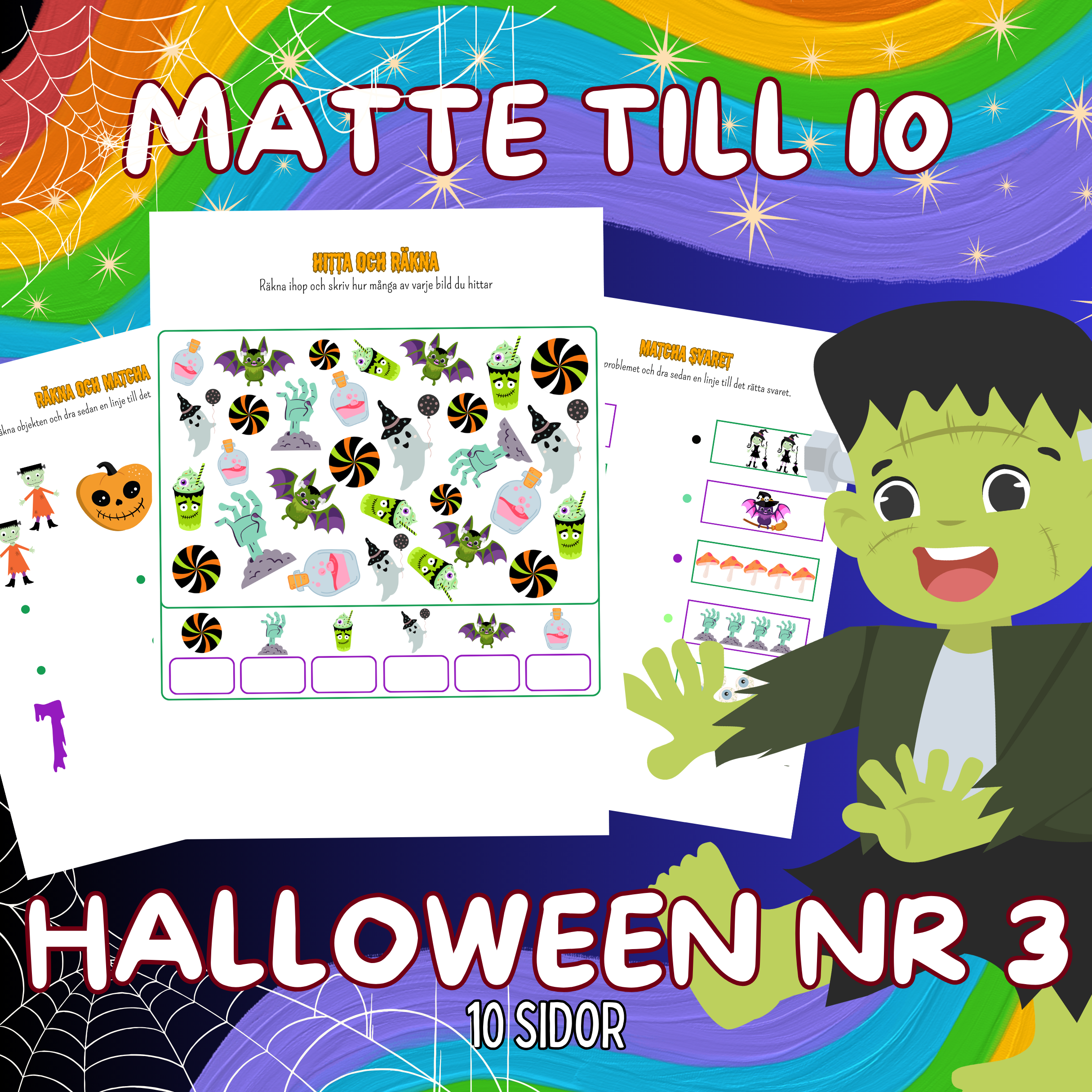 Matte till 10 Halloween Nr 3 Arbetsbok 10 Sidor