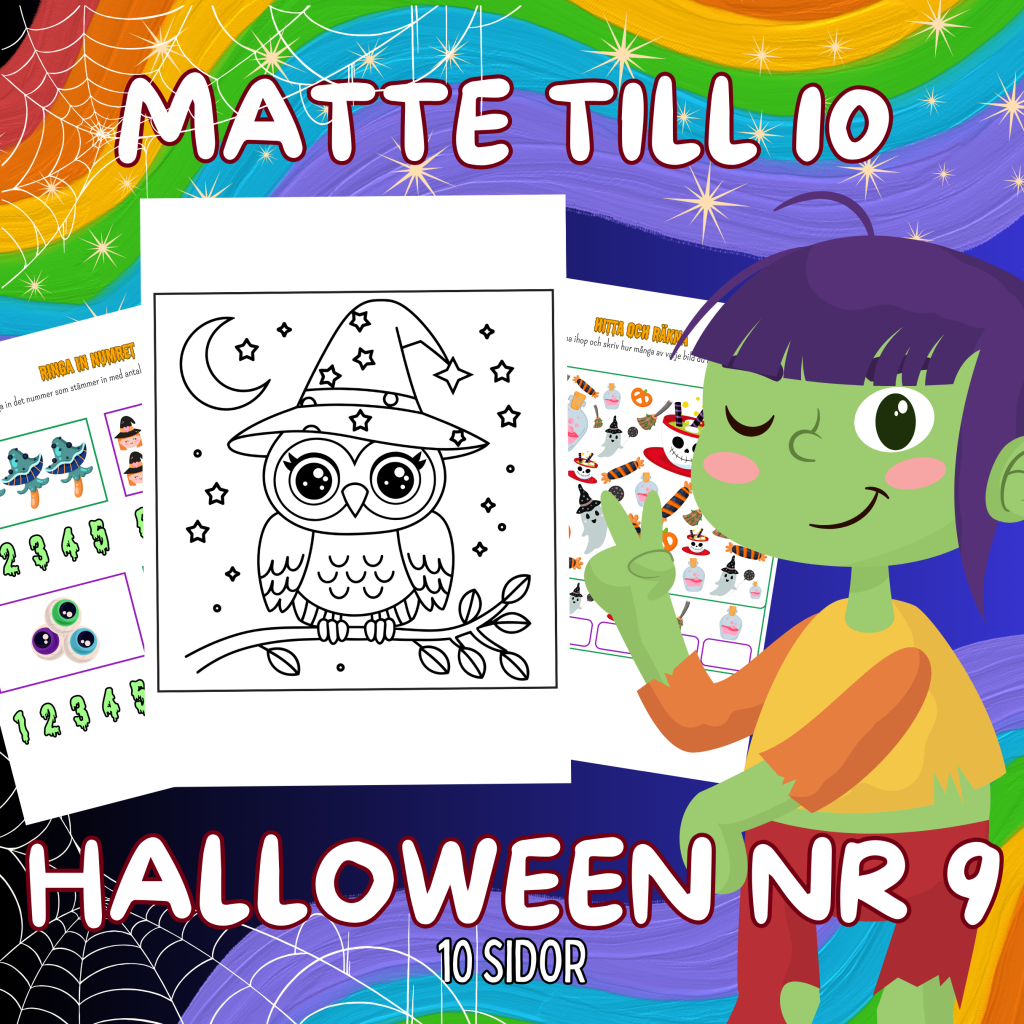 Matte till 10 Halloween Nr 9 Arbetsbok 10 Sidor