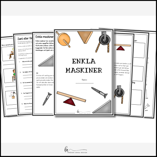 PAKET: Enkla maskiner (faktakort, arbetshäfte, flikbok och bildstöd)