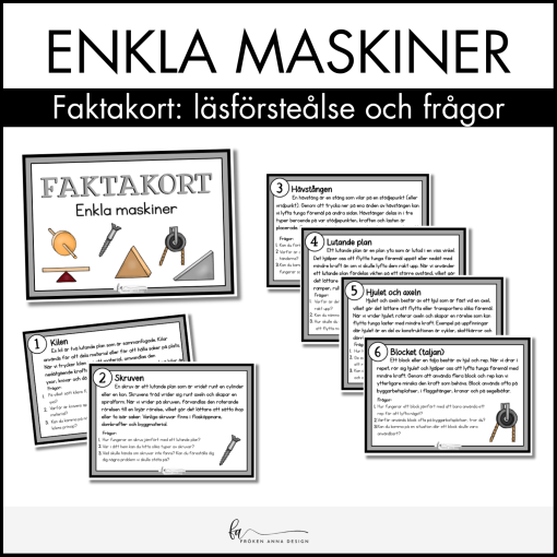 PAKET: Enkla maskiner (faktakort, arbetshäfte, flikbok och bildstöd)