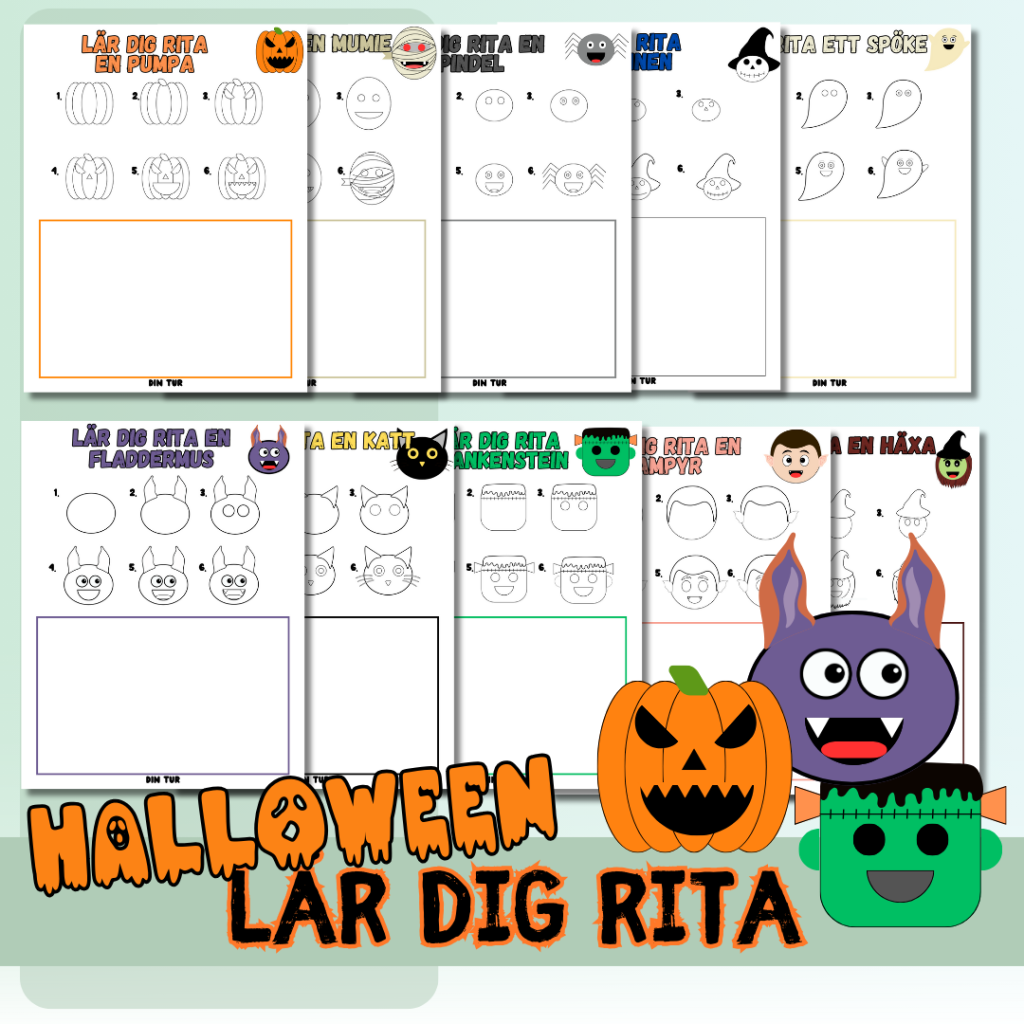 Halloween – lär dig rita Halloweenkaraktärer