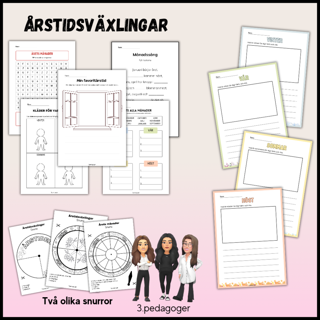 Årstidsväxlingar- arbetsuppgifter + snurror