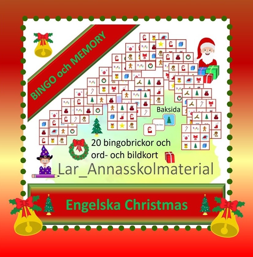 Engelska Christmas bingo och memory