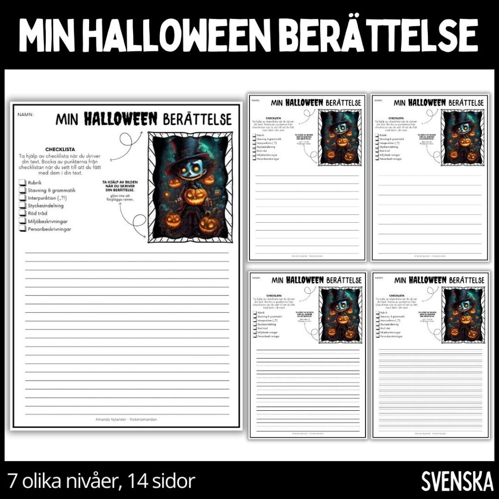 Min halloween berättelse – 7 olika nivåer, 14 sidor