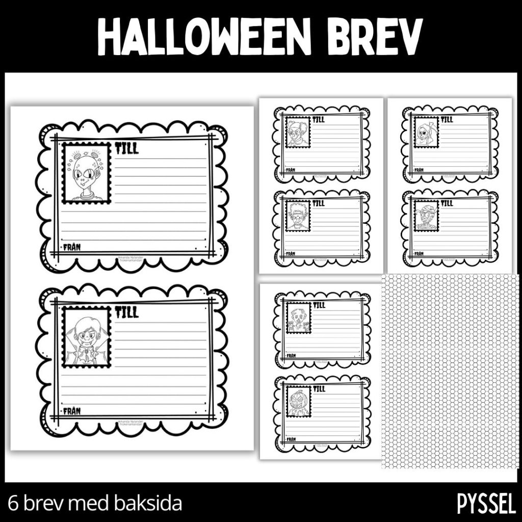 Halloween – brev – 6 st med bakgrund