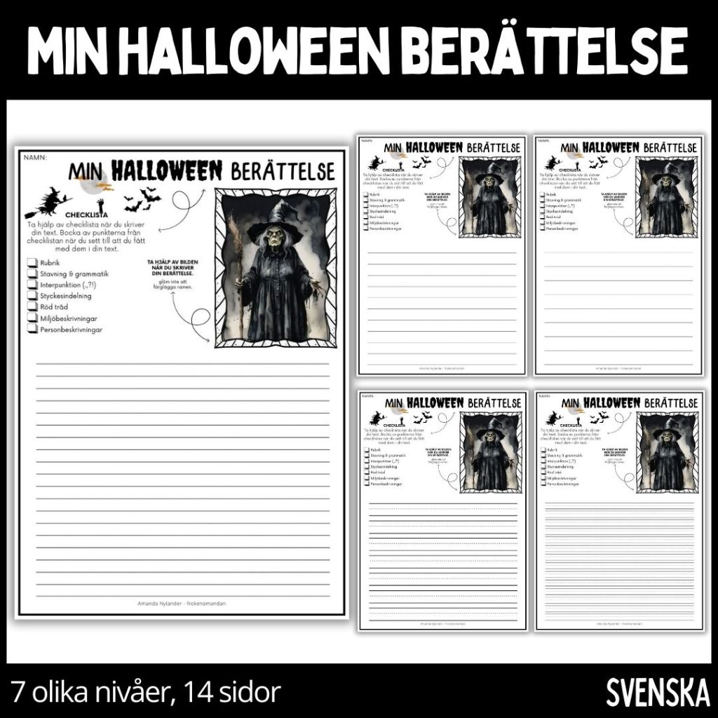 Min halloween berättelse – 7 olika nivåer, 14 sidor