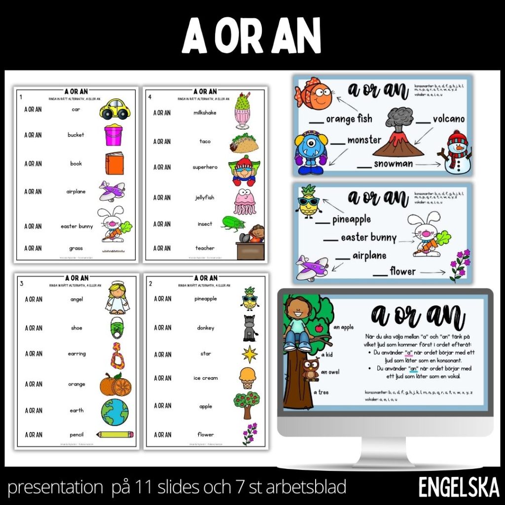 Presentation & arbetsblad – a or an