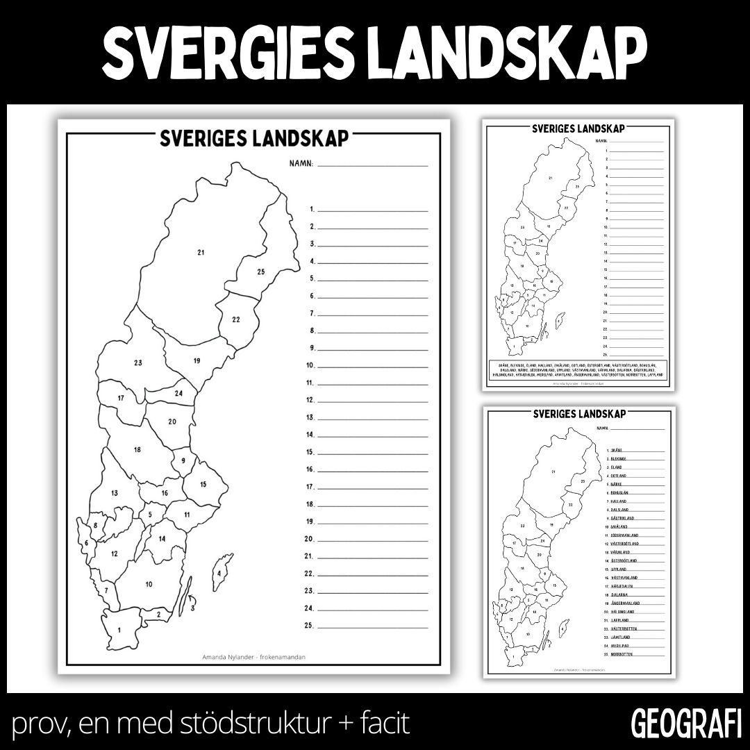 Kartor - Sveriges landskap - prov