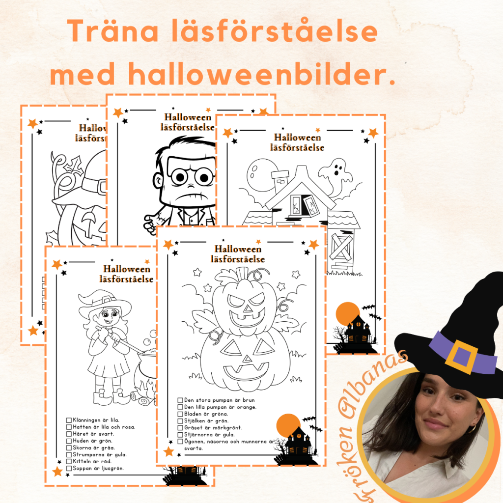 Träna läsförståelse – halloweenbilder