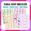 Para-ihop-brickor: Bråk, procent och decimal
