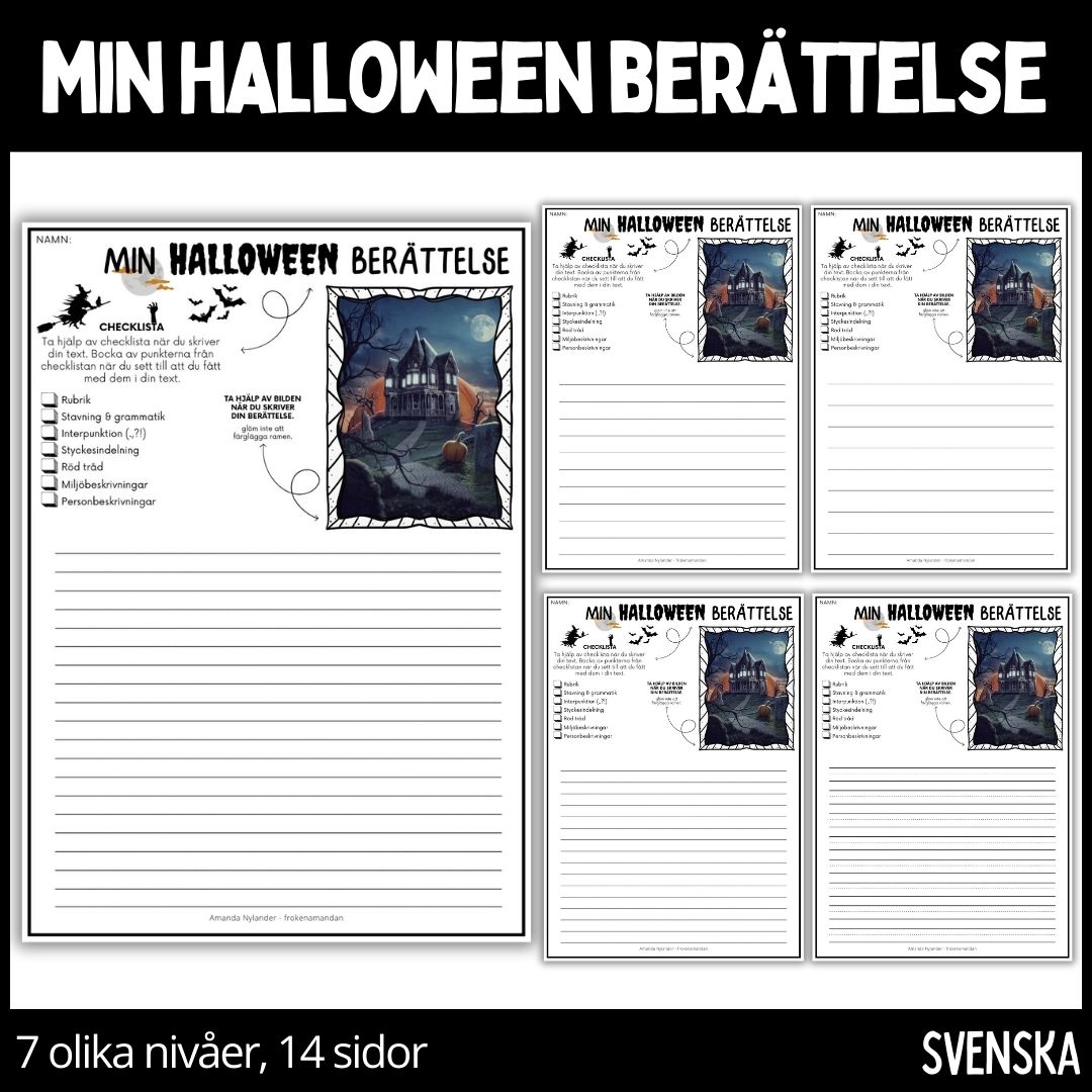 Min halloween berättelse - 7 olika nivåer, 14 sidor