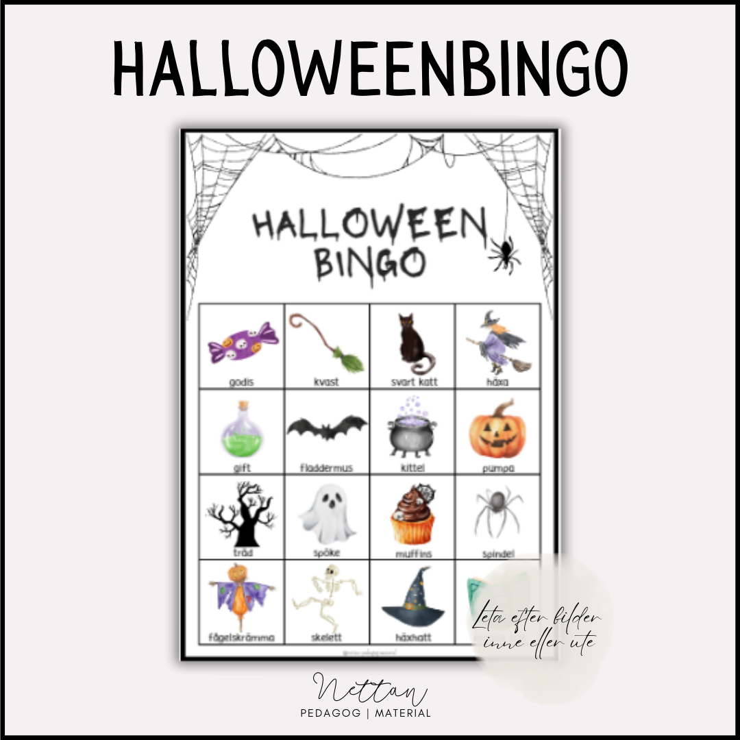 Halloweenbingo hitta bilderna