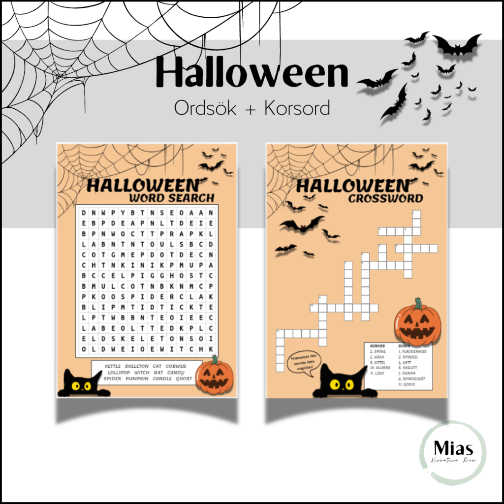 Halloween: Ordsök och korsord