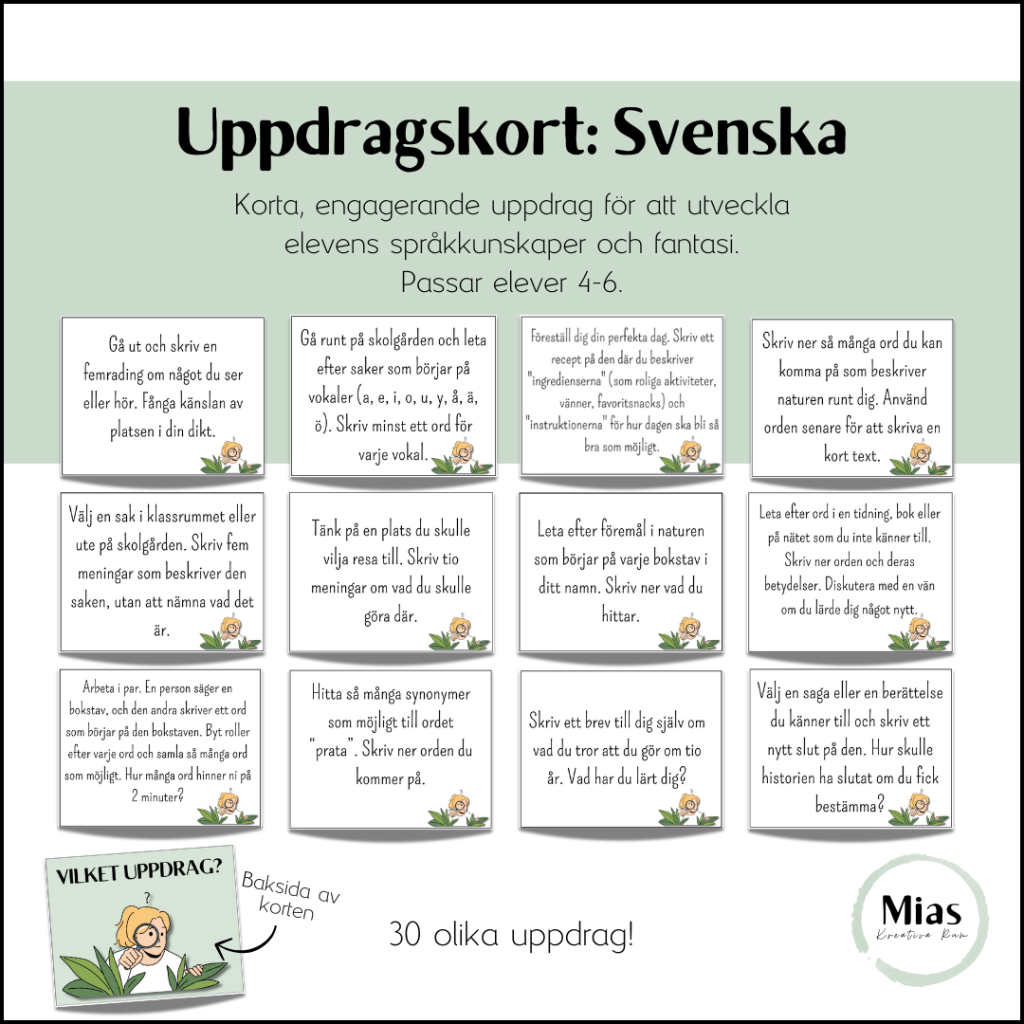 Uppdragskort: Svenska 4-6