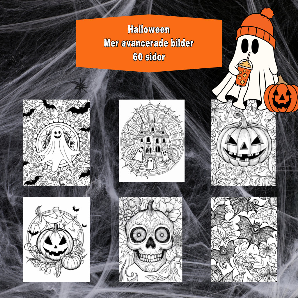 Läskiga målarbilder Halloween 60 sidor