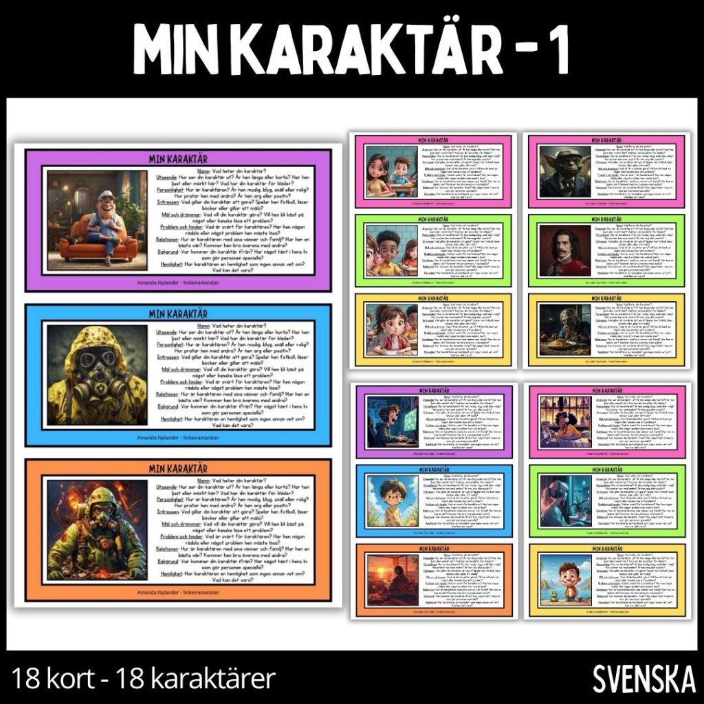 Min karaktär – 1 – 18 olika personer / 18 kort