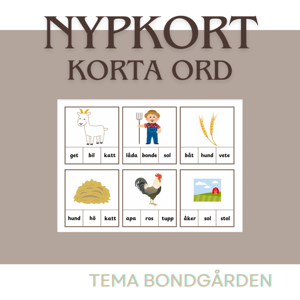 Nypkort – korta ord – tema bondgården