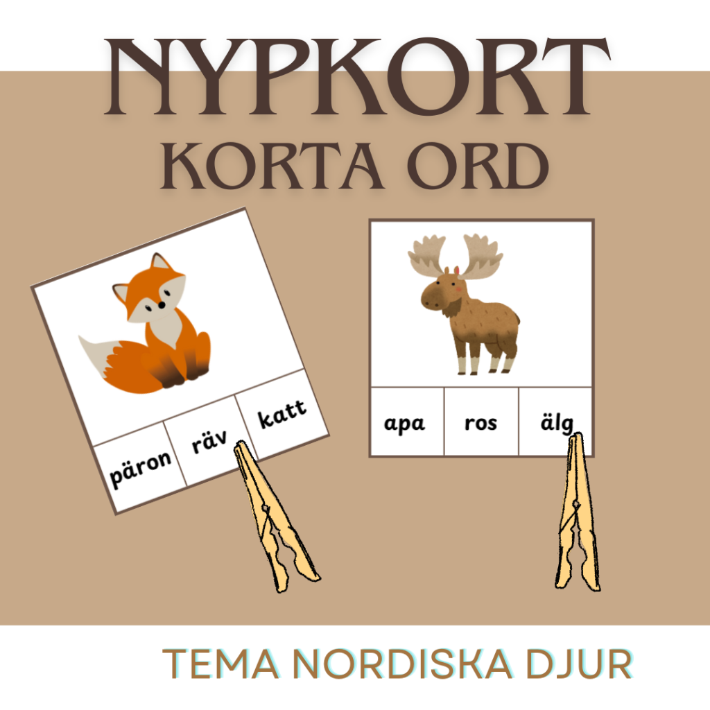 Nypkort – korta ord – tema nordiska djur