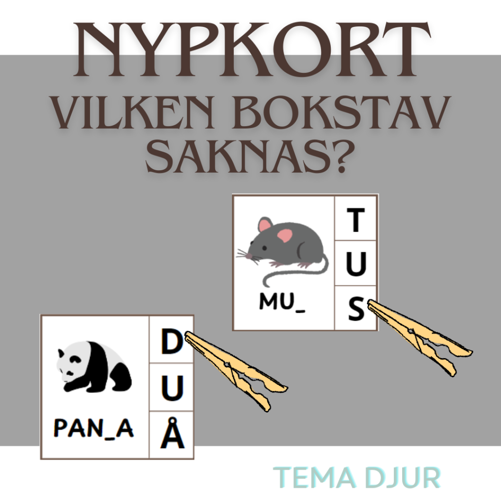 Nypkort – Vilken bokstav saknas? tema DJUR