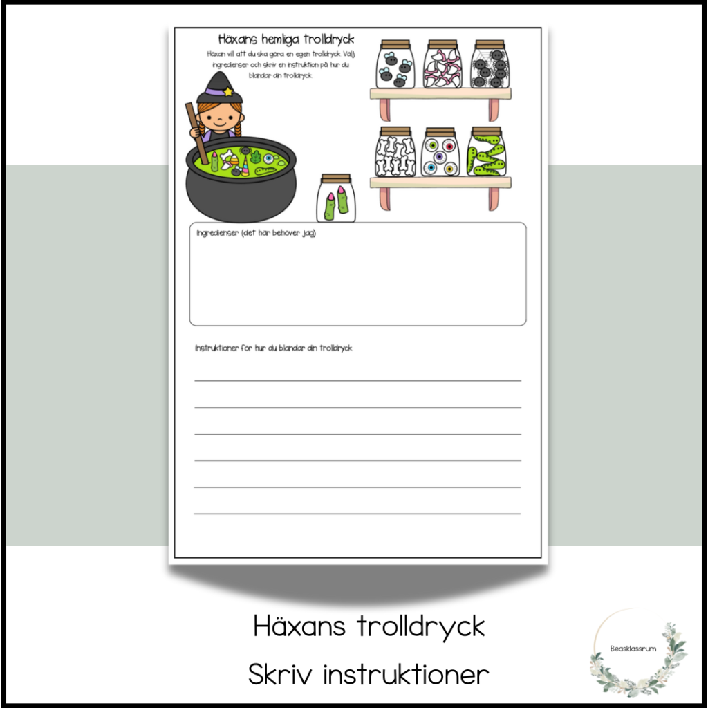 Häxans trolldryck – skriv instruktioner