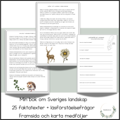 Min bok om Sveriges landskap - faktatexter + läsförståelsefrågor