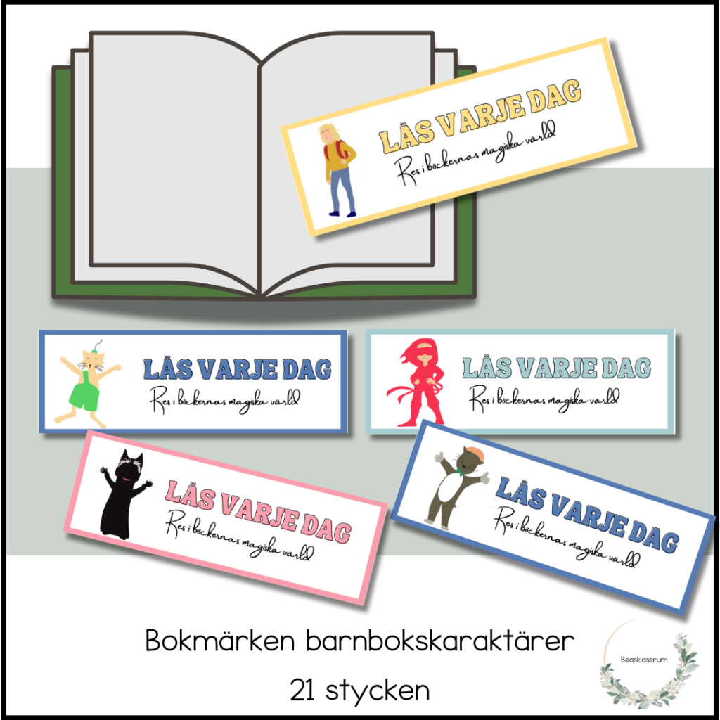 Bokmärke barnbokskaraktärer